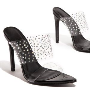 Gem Studded Clear Strap Heels